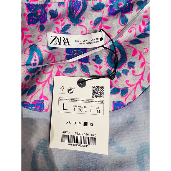 NWT Zara Paisley Printed Wrap Mini Dress Lapel Collar Sz L 100% Viscose - Picture 15 of 16